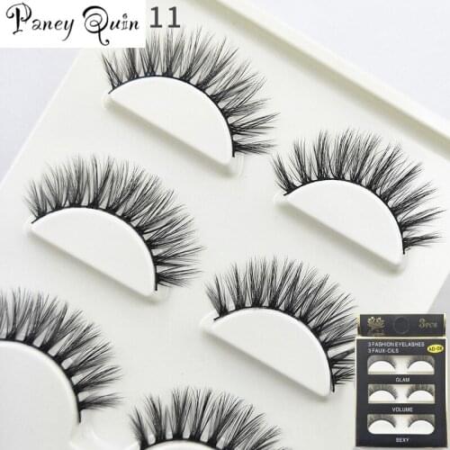 3 Pairs/set 3D Chemical Fiber makeup False Eyelashes Naturally Long and Realistic Style Handmade Black Lashes eyelashes bulk