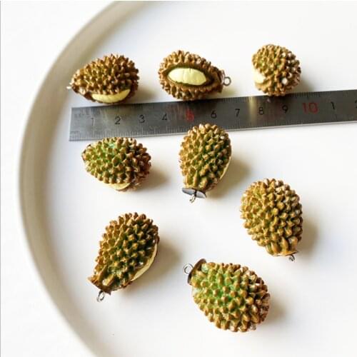 4pcs /lot 8mm*19mm Resin cabochon 3D Durian Fruit Vegetable Charms for DIY Jewelry Accessories and keychain