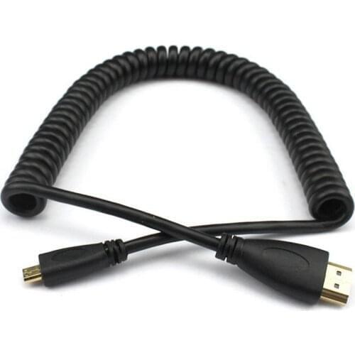 50pcs High-Speed Spring Micro HDMI to HDMI Cable Gold-Plated Supports Ethernet 3D 4K Audio Return Cabo for HDTV XBox Tablet