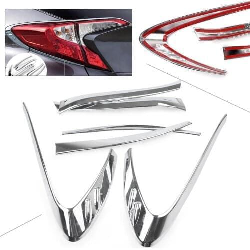 6PCS Chrome Car Rear Tail Light Cover Protector Trim Decoration ABS For Toyota C-HR CHR 2016 2017 2018