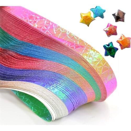 80pcs Pearlescent Gradient Color Lucky Stars Origami Colorful Origami Craft Papers DIY Scrapbooking Craft Decoration