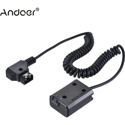 Andoer V-mount / Anton Bauer D-Tap to NP-FW50 DC Coupler Power Dummy Battery Adapter Coiled Cable for Sony a7 Camera