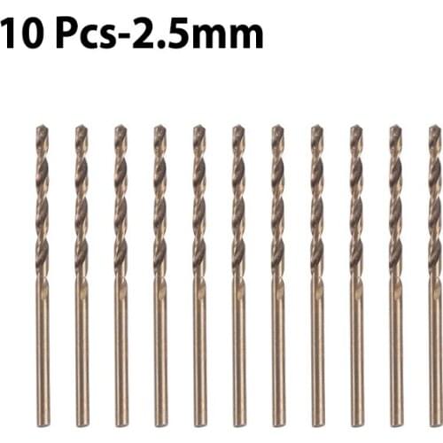 BOSI 10Pcs/lot 2.5mm Twist Drill Bits Straight Shank 6542 High-Speed Steel HSS Wear-Resistant Heat Treatment