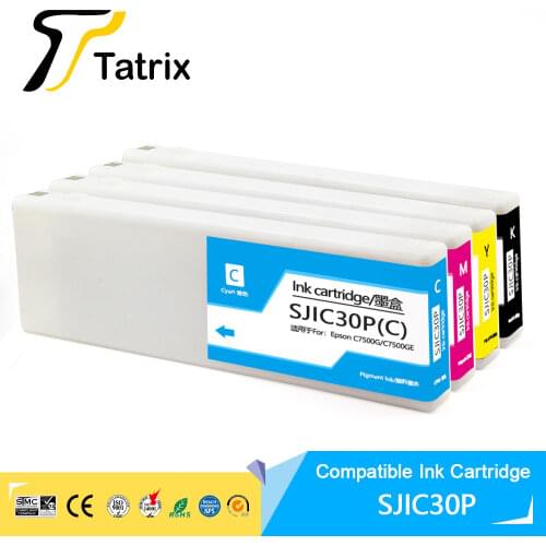 Tatrix SJIC30P BK C M Y 100% compatible ink cartridge with 300ML pigment ink for Epson C7500G C7500GE printer with chip Europe