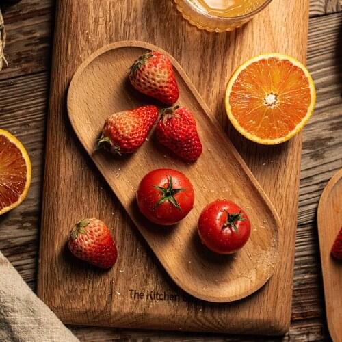 Wooden Kitchen Bread Fruit Food Photography Plate Retro Beech Wood Plate Serving Tray Props Storage Decoration Pan Tableware