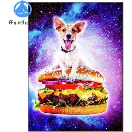 Jack russell terrier diy Diamond Painting kits 3d Cross Stitch 5d Diamond Embroidery sale Delicious burger rhinestones Mosaic