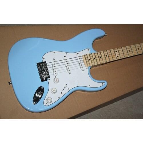 Factory Wholesale Sky Blue Body Electric Guitar with White Pickguard,Chrome Hardwares,Offer Customized