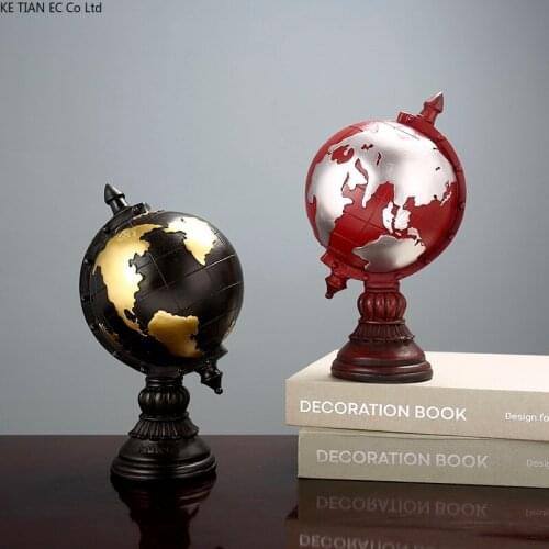 European Resin Globe Ornaments Retro Crafts Home Living Room Office Bookcase Globe Decoration Modern Home Decor Birthday Gifts