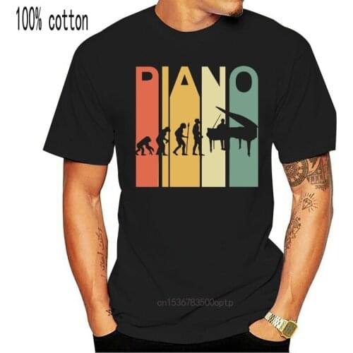 Vintage Retro Evolution Of Piano T Shirt Men O Neck Short Sleeve Cotton T Shirt Hip Hop Tees Tops Harajuku Streetwear