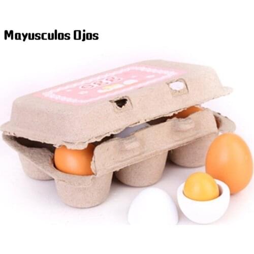 Simulation Toy Egg Duck Egg Group 6PCS Boxed Children Play House Wooden Toy