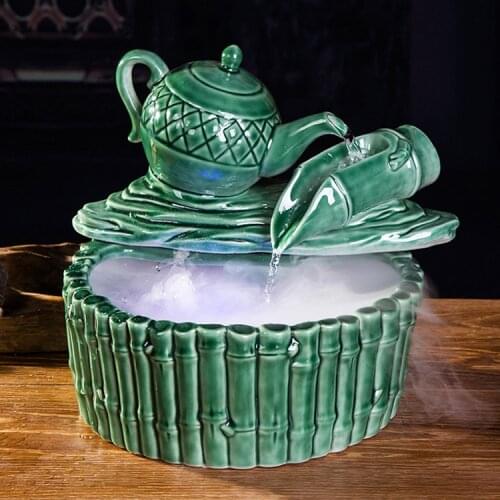 Ceramic water fountain room decoration creative water humidifier Feng Shui lucky Home Furnishing Decor craft ornaments