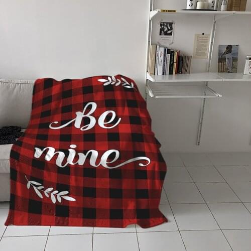 Red Plaid Throw Blanket for Sofa Warm Blanket on Bed Home Bedspread Travel Fleece Blanket