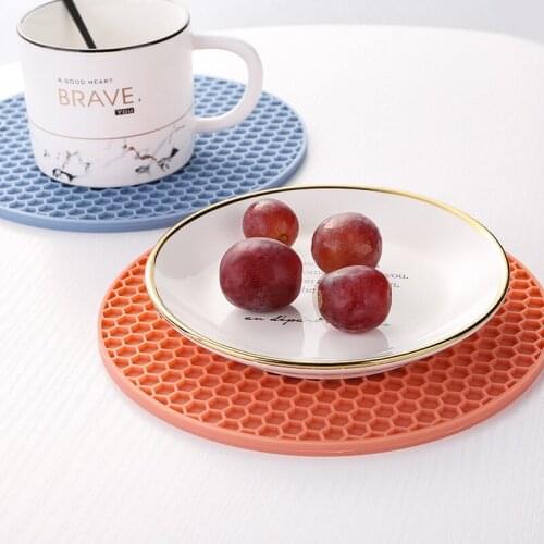 10Pcs Round Honeycomb Silicone Placemat,Anti-scald,Non-slip Mat,Heat Insulation Pot Mat,Easy To Clean,High Temperature Resistant