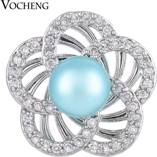 CZ Stone Simulated pearl Vocheng Ginger Snap Jewelry 2 Colors 18mm Luxury Flower Vn-1283