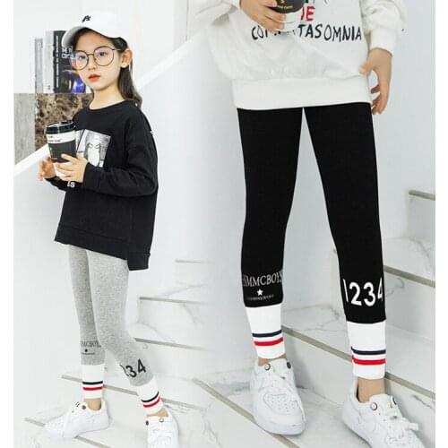 Girls Leggings Spring Autumn New Slim Children TrousersTeenager Sweatpants Casual Striped Sports Pants