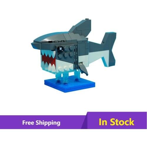 MOC Animal Sharkby Leewan Mechanical Shark Sea Creative Building Blocks Model Deep Sea Creature Bricks Parts Toys Birthday Gifts