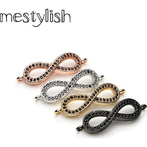 Mestylish 5pcs Cubic Zircon Love Infinity Symbol Connectors Charms for Jewelry Making Bracelet Findings Accessories DIY Craft