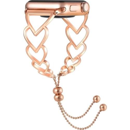 Heart-shaped Metal Strap for Apple Watch 4 5 Band 44mm 40mm Iwatch 3 2 1 38mm 42mm Stainless Steel Band Watch Bracelet