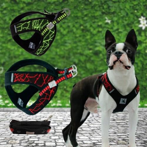 Nylon Harness For Dogs Training Walking Dog Harnesses leashes Medium Large Dogs Pitbull Bulldog Outdoor Safety Reflective vest
