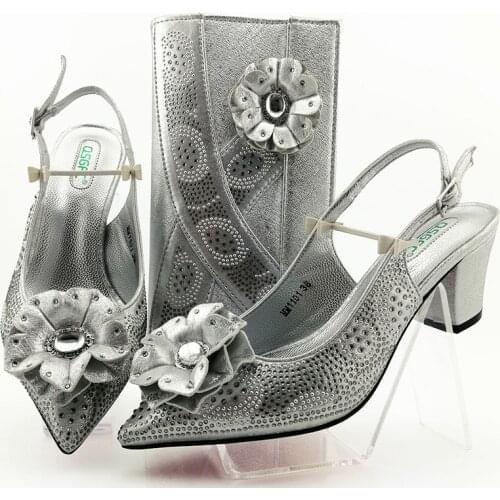 Latest African Summer High Heels Slipper Shoes and Bag for Wedding Dress Elegant Fashion Casual Shoe Women Sandals Plus Size