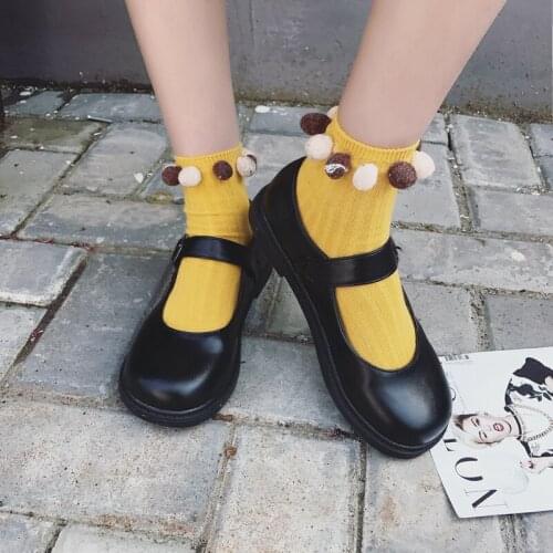 2021 spring new female Korean version of Harajuku retro cute cute girl round head belt buckle small leather shoes