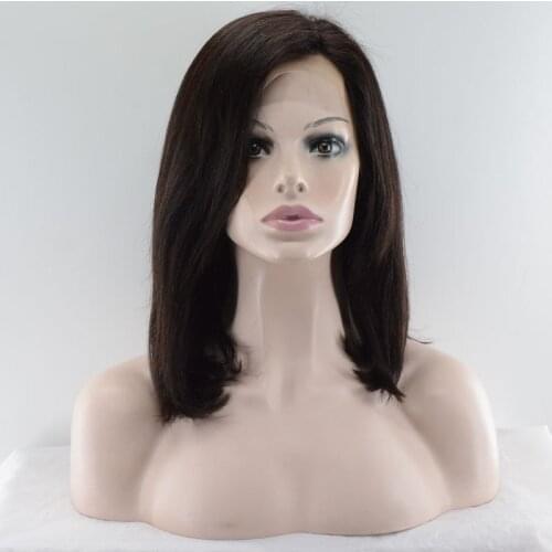 Remy Human Hair Lace Front Wig Hand-Tied Brazilian Hair Short Bob Costume wig 150% Density Lace frontal with Bongs