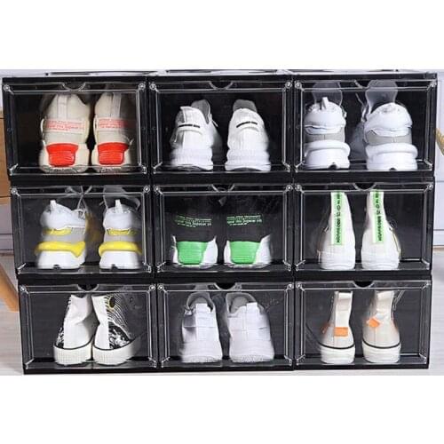 M68E Clear Plastic Shoe Storage Box Stackable Case Organizer Sneaker Boot Container
