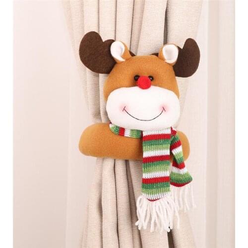 Xmas New Year Santa Claus snowman elk curtain decoration DIY Christmas decoration supplies Small creative curtain buckle Cartoon