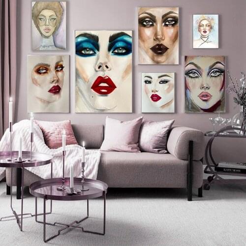 Nordic Fashion MakeUp Poster Prints Morden Sexy Beauty Woman Quotes Wall Art Eyelash Red Lips Picture Bedroom Home Decoration