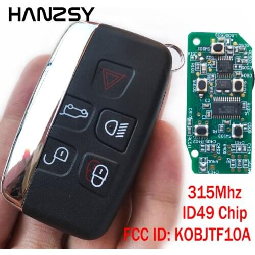 10 Pcs 5 Buttons For Land Rover Discovery 4 Freelander Range Rover Sport Evoque 2012-2015 Smart Key KOBJTF10A ID49 Chip 315Mhz