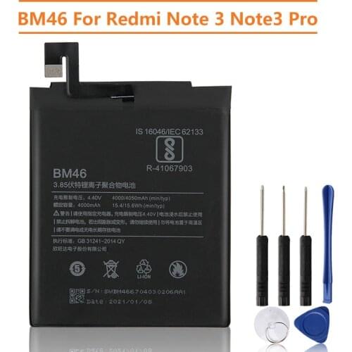 Original Replacement Battery BM46 For Xiaomi Redmi Note 3 Hongmi Note3 Redrice Note 3 Pro Authentic Phone Battery 4050mAh