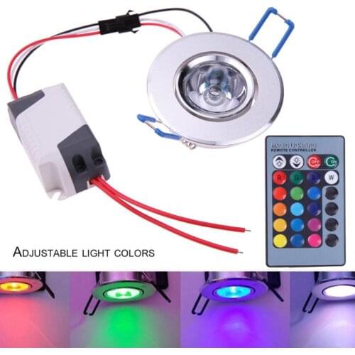 3W RGB Colorful Downlight AC85-265V Ceiling Spot Light Round Decoration Home Store Ceiling Recessed Spotlight w/ Remote Control