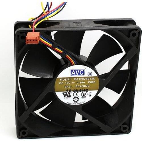 Original AVC 12025 0.30A 120*120*25MM DA12025B12LP005 DC 12V 4-pin PWM Temperature Control Fan