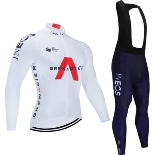 WULITOTO Outdoor White Cycling Jersey 9D bike pants Winter jacket Long sleeve suit For Men