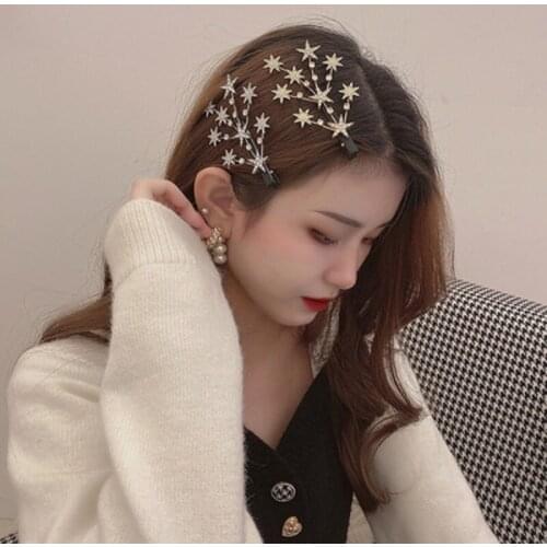 Find Me Fashion Alloy Rhinestone Two-Color Star Hairpin For Women Jewelry Accessories