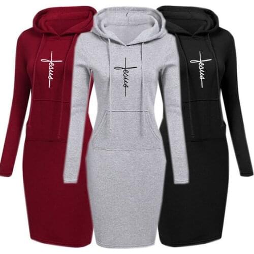 Long-Sleeve Dress Oversized Spring Autumn Casual Drawstring Pocket Women Clothing Dropshipping Sweatshirt Pullover Hoodies Dress