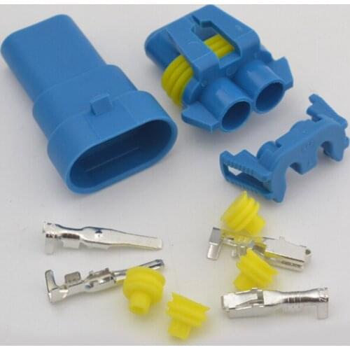 1Set 9005 Blue 2Pin way 2.8 HID BALLAST Weather pack Wire Harness Parts Car Weatherpack Waterproof Electrical connector kits