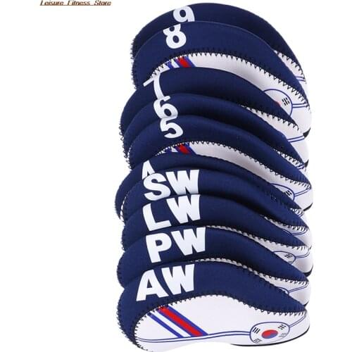10Pcs/Set Golf Clubs Iron Pole Head Hat Sleeve Diving material Golf Rod Head Protective Cover Golf Accessories