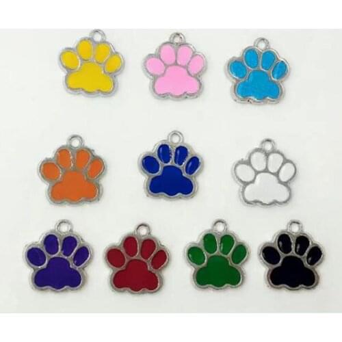 20pcs/lot High quality Vintage Enamel Dog Paw Prints Charms Pendants For Bracelet Necklace Jewelry Accessories