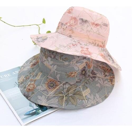 2021 Womens bucket hat Caps Hip Hop Gorros panama Summer Hat Beach Sun Fishing boonie Flower lattice lace breathable hat