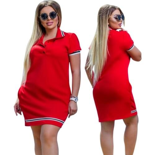 2021 New Fashion Women Polo Dress Big Size 6XL Oversized Women Dresses Work Party Female Elegant Oversized Vestidos Red Robe