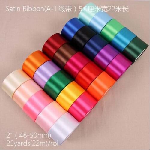 4Rolls 5cm(50mm) Width 25 Yards Polyester Satin Fabric Ribbon Wedding Party Home Decor Handmade DIY Accessories Gift Package Wr
