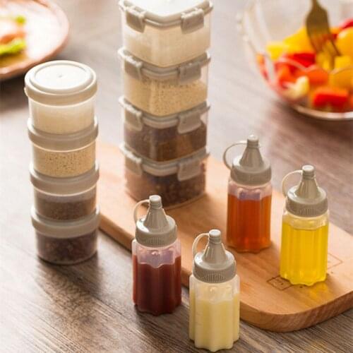 4pcs/Set Kitchen Plastic Salad Dressing Squeeze Bottle Condiment Dispenser