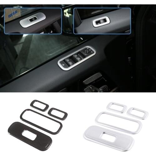 4pcs Carbon Fiber ABS Chrome For Mercedes Benz G Class W463 2019-2020 Car Window Button Frame Trim Accessories