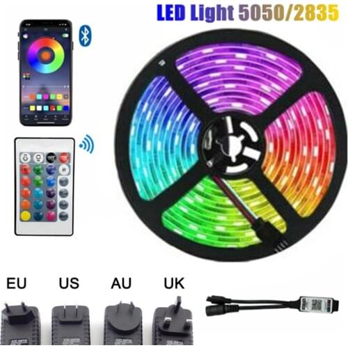 5M 10M LED Strip Light 5050 2835 Waterproof Bedroom Decoration Lamp Strips Flexible Ribbon String Bluetooth Controller Lighting