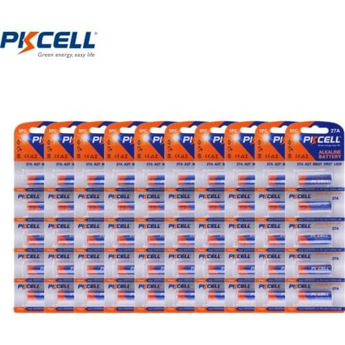 50pcs PKCELL 27a 12v battery super akaline battery primary batteries replace to G27A MN27 MS27 GP27A A27 L828 V27GA batteries