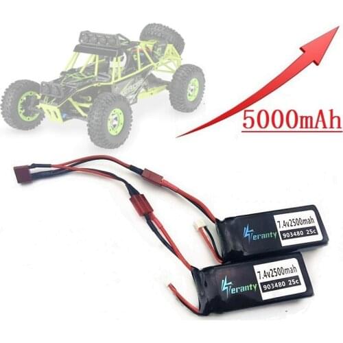 Upgrade Power 2500mAh to 5000mah RC Cars 12428 12423 Original 7.4v Lipo Battery for Rc Cars Spare Parts 2S 7.4V 903480 Battery