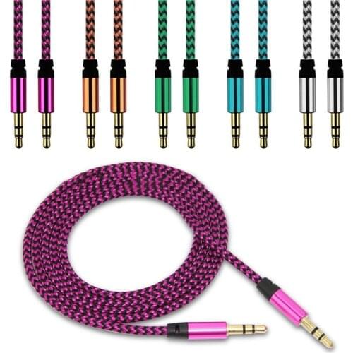 Car Aux Cable 1m Nylon Jack Audio Cable 3.5 mm to 3.5mm Aux Cord Male to Male Audio Aux Cable Gold Plug for iPhone Speaker Cable