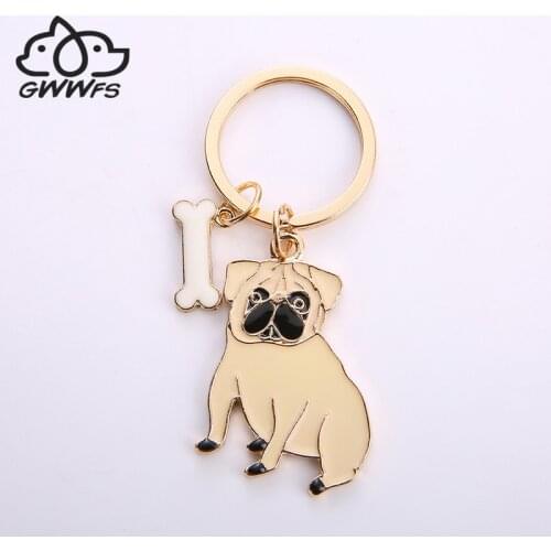 Alloy pug Dog Key Chain Key Ring Bag HandBag Charm Keychain Accessories New Fashion Jewelry For Women Dog lovers gifts