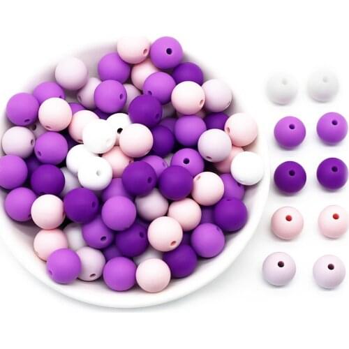 Cute-idea 100pcs 9mm silicone beads Food Grade teether making hadmade DIY accessory bracelet necklace chain teething jewelry toy